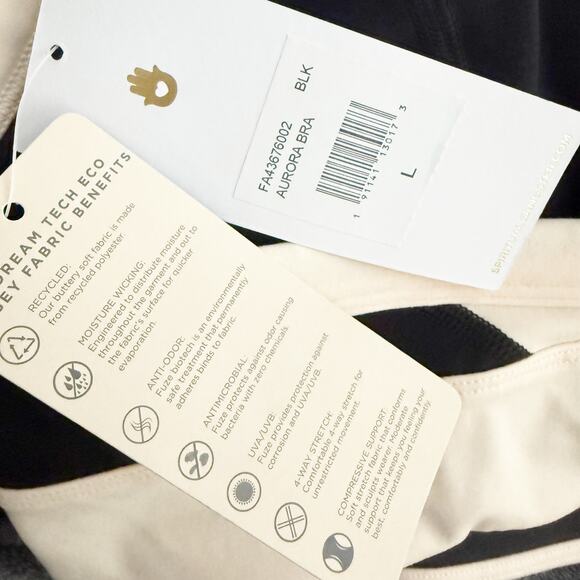 SPIRITUAL GANGSTER | Black Cream Aurora Colorblock Sports Crop Top | Size Large - Picture 7 of 7